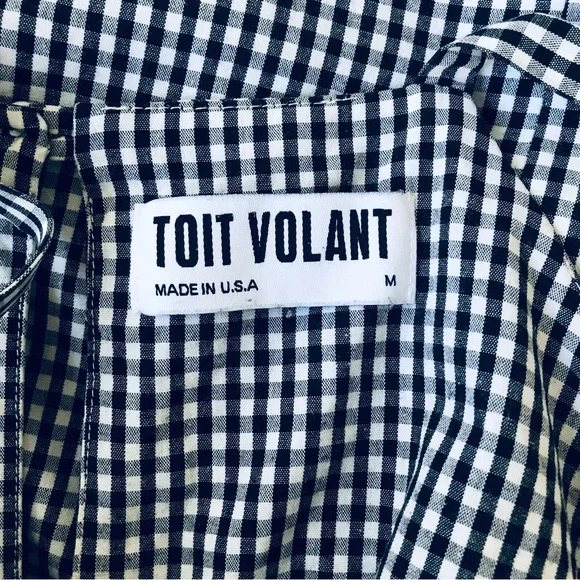 TOIT VOLANT Jurancon Dress Black & White Gingham Midi Sleeveless - Picture 14 of 16